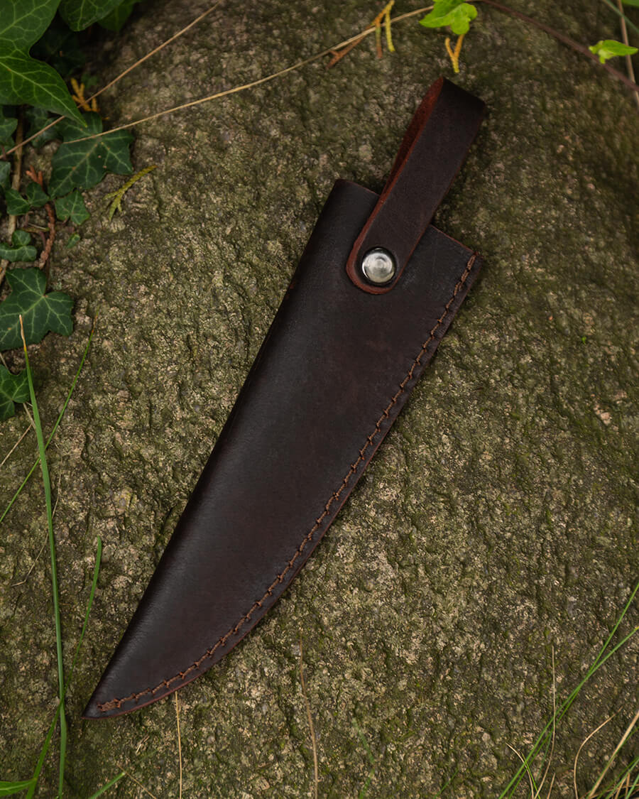 Will damascus knife leather sheath brown