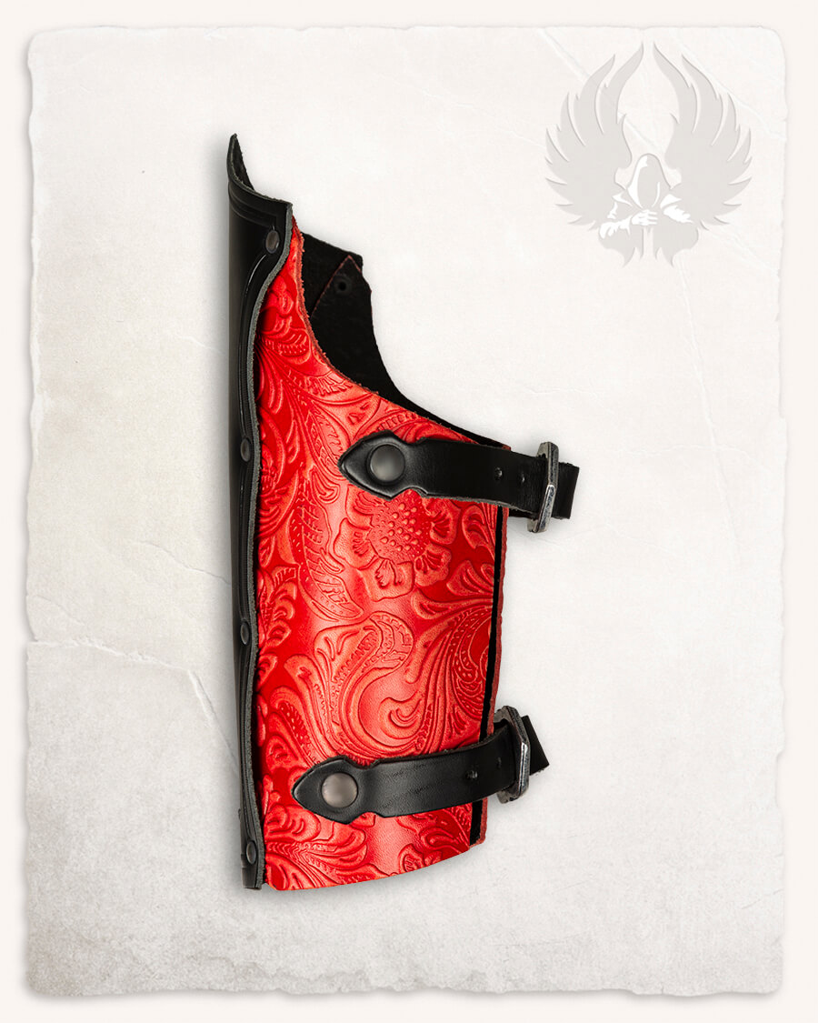 Morgana leather armour set black/red floral pattern