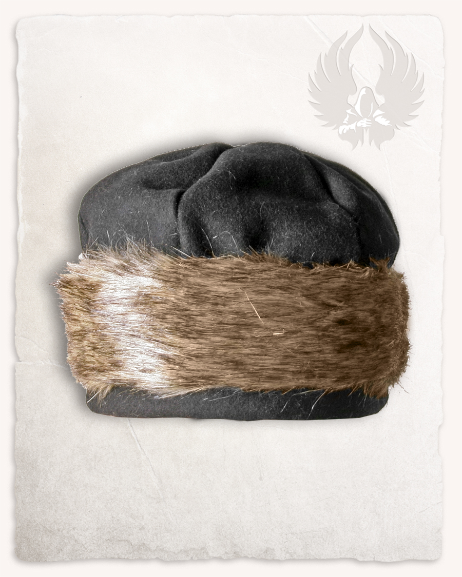 Ragi - Chapeau en laine et fourrure noir