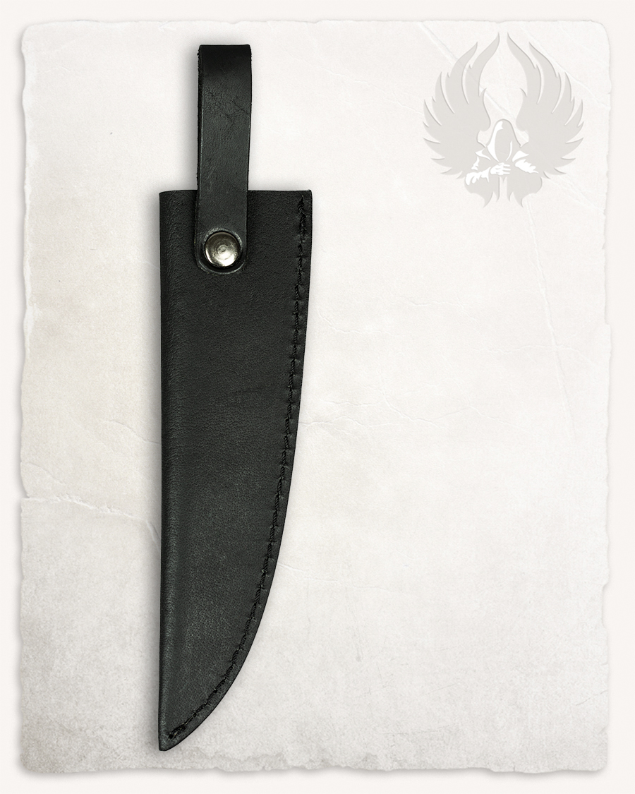Will damascus knife leather sheath black