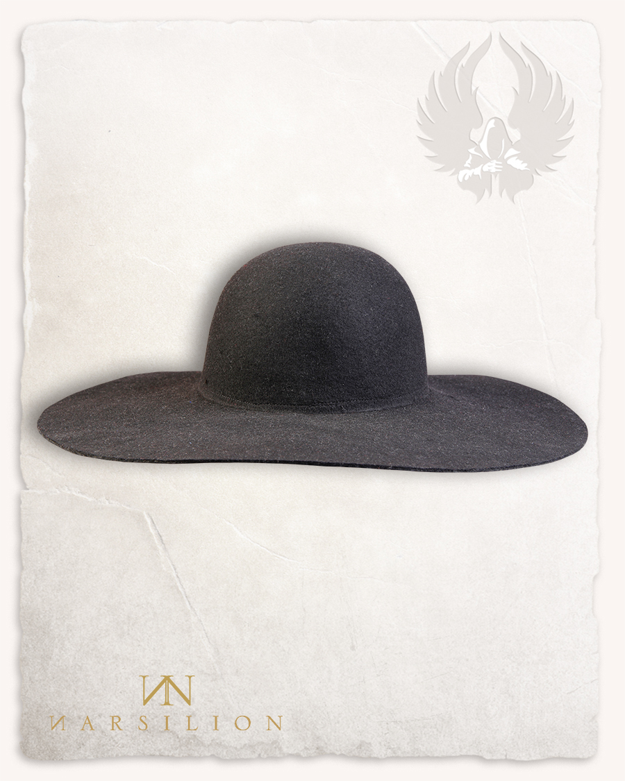 Sombrero de fieltro con ala ancha negro