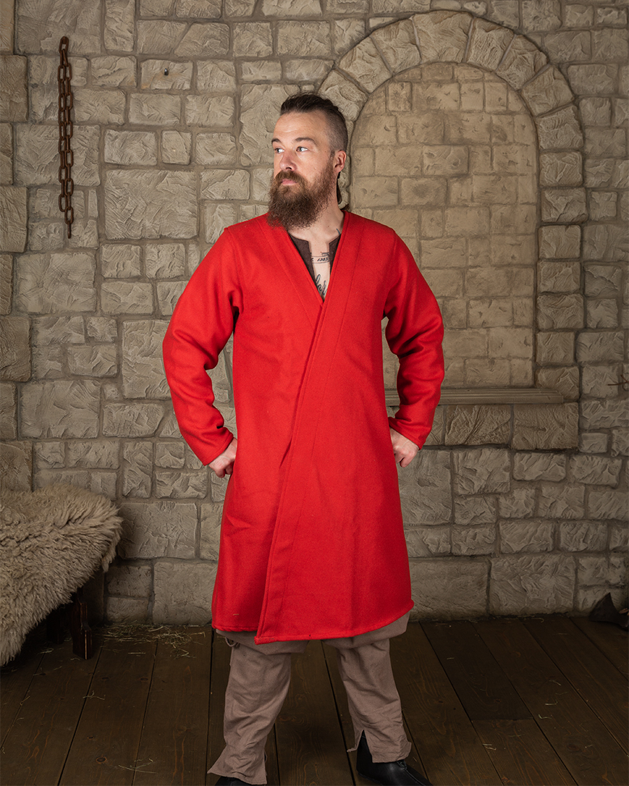 Shapur - veste longue en laine rouge
