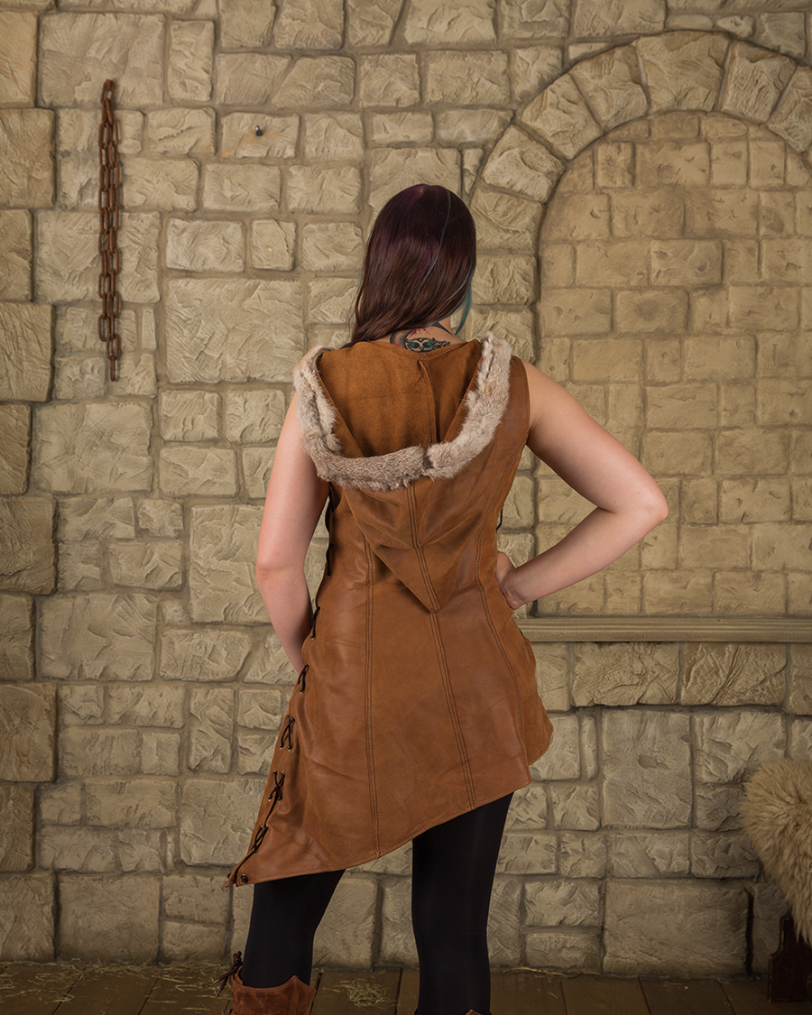 Freya hooded dress brown