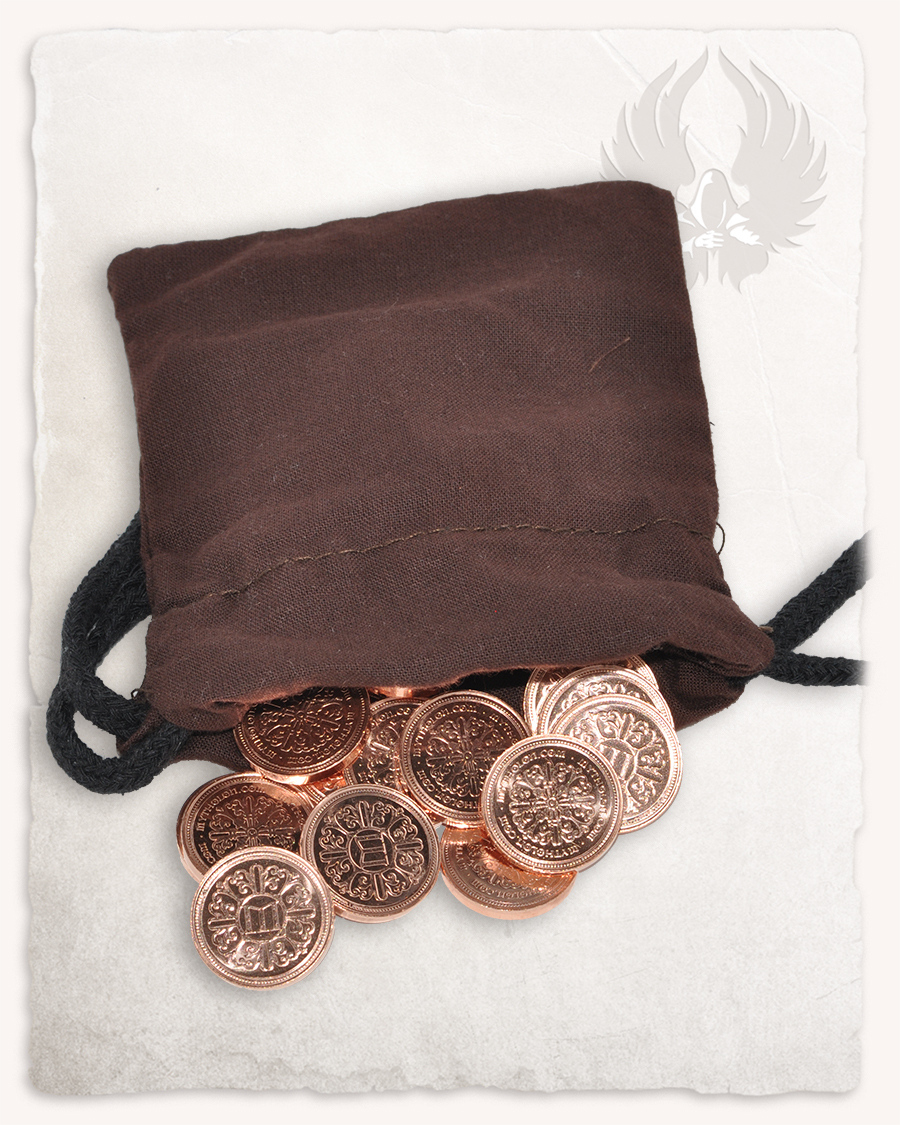 50 larp coins copper with fabric bag