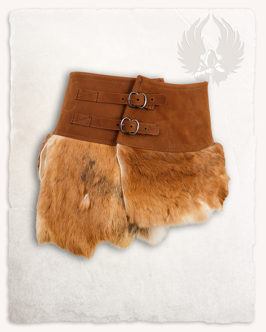 Karya fur skirt with buckles brown