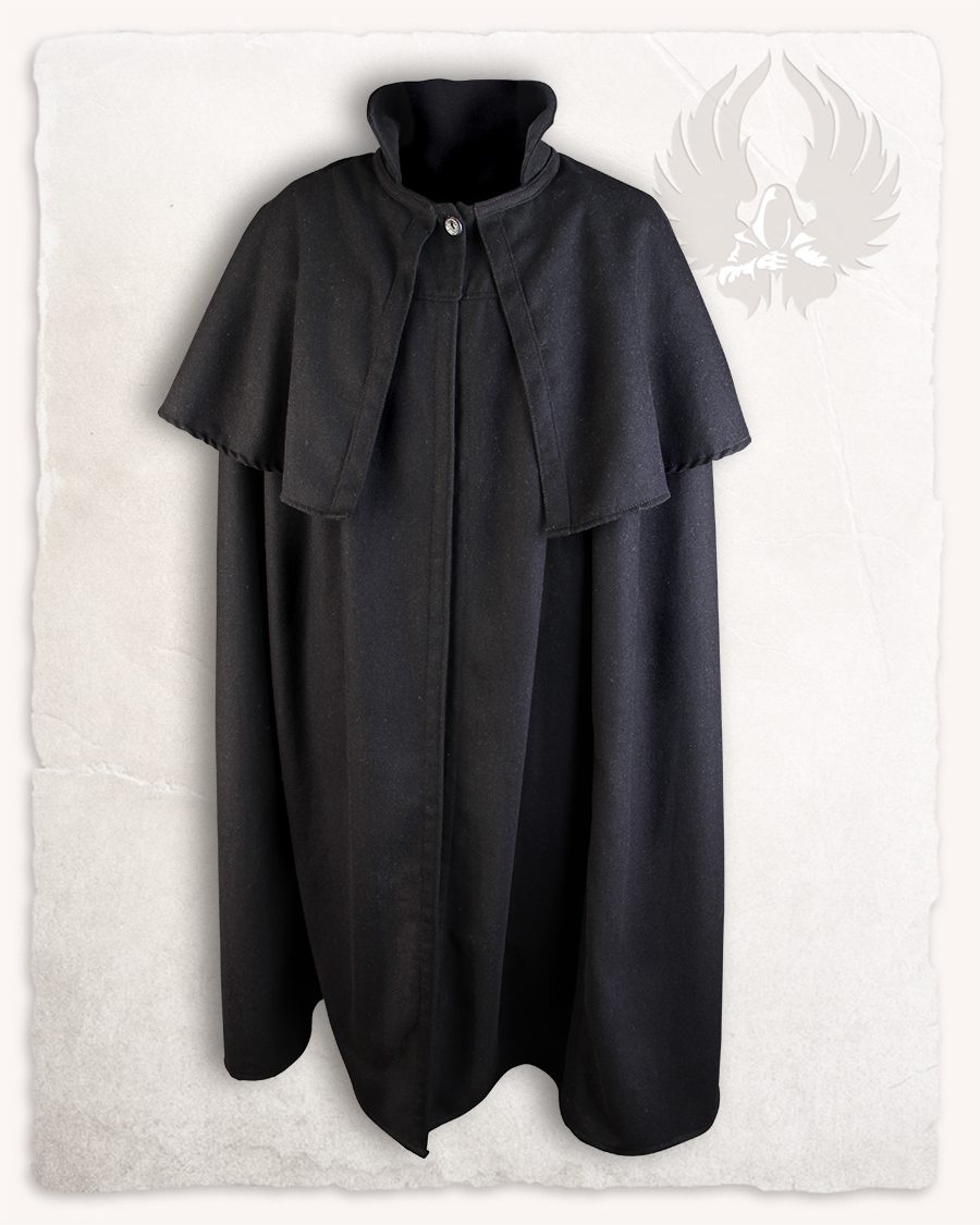 Bron cloak with pelerine wool black Discontinued