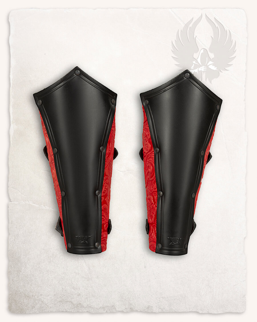 Morgana leather armour set black/red floral pattern
