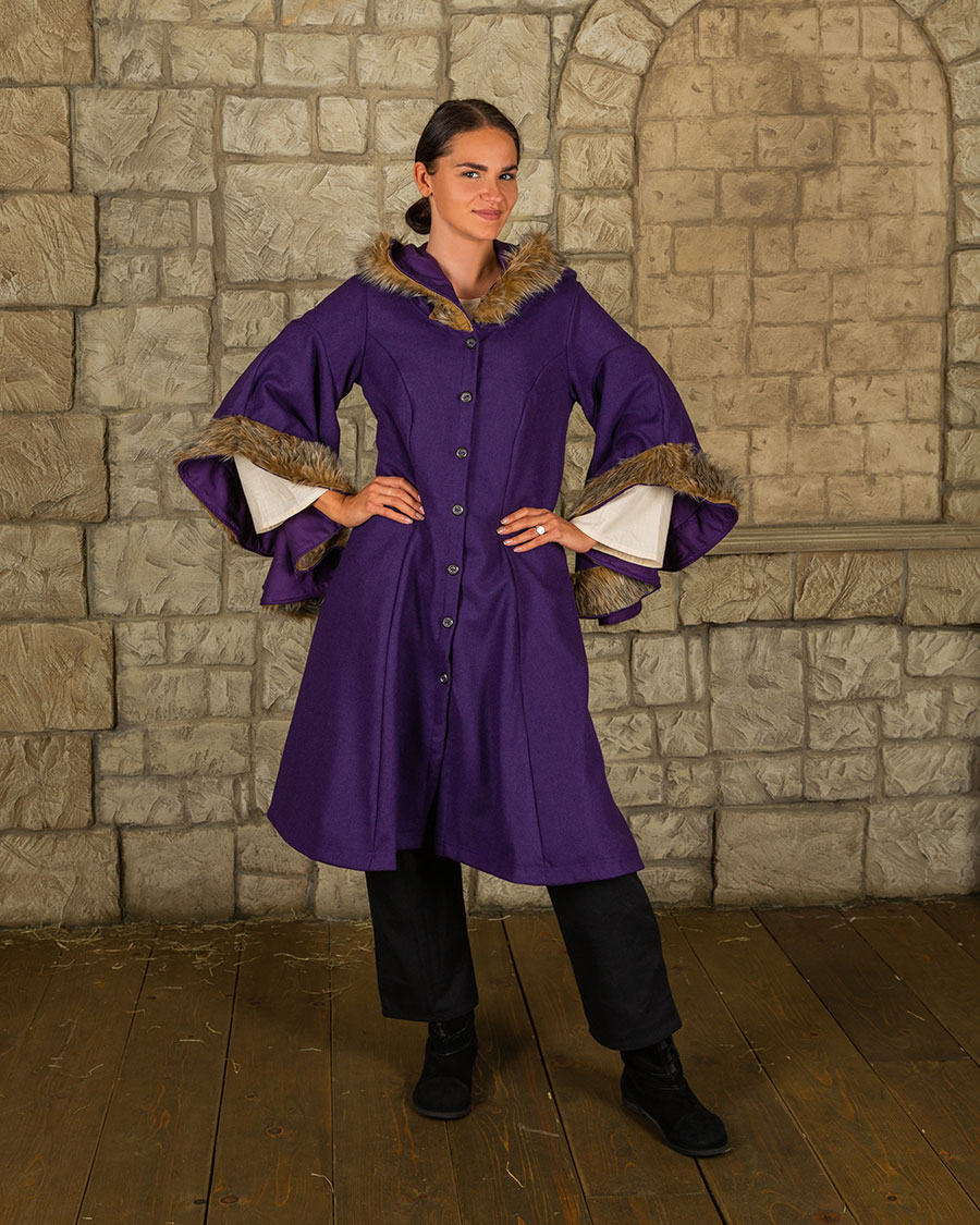 Lilian greatcoat wool with fur purple Discontinued